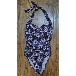 Figleaves Antalia Ruched Haulter One-piece Bathingsuit Swimsuit Women's Size 34F
